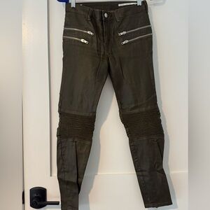 Zara Biker Trousers - Size 4- Olive Green/
